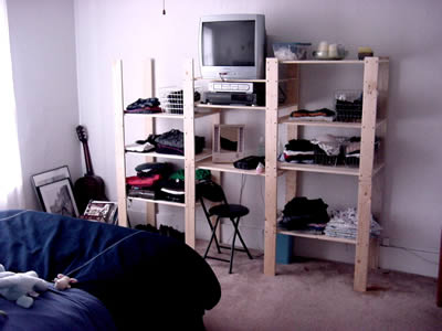 The bedroom and new shelving unit
