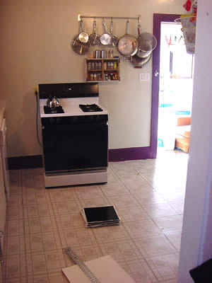 the kitchen floor before