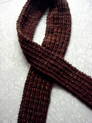 brown wool scarf with gold flecks