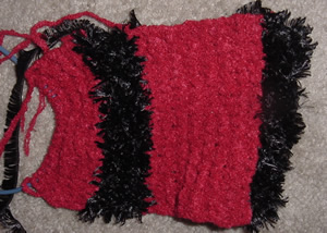 pretending sanity scarf: Red with black eyelash 