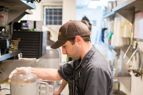 Production Chef, Clint Schaefers, working on Crack Pie at Bin 707 Foodbar