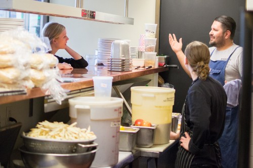 Sous Chef's Andrew and Danielle prepping for lunch.