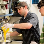 Production Chef, Clint Schaefers making Cherry Bread Pudding